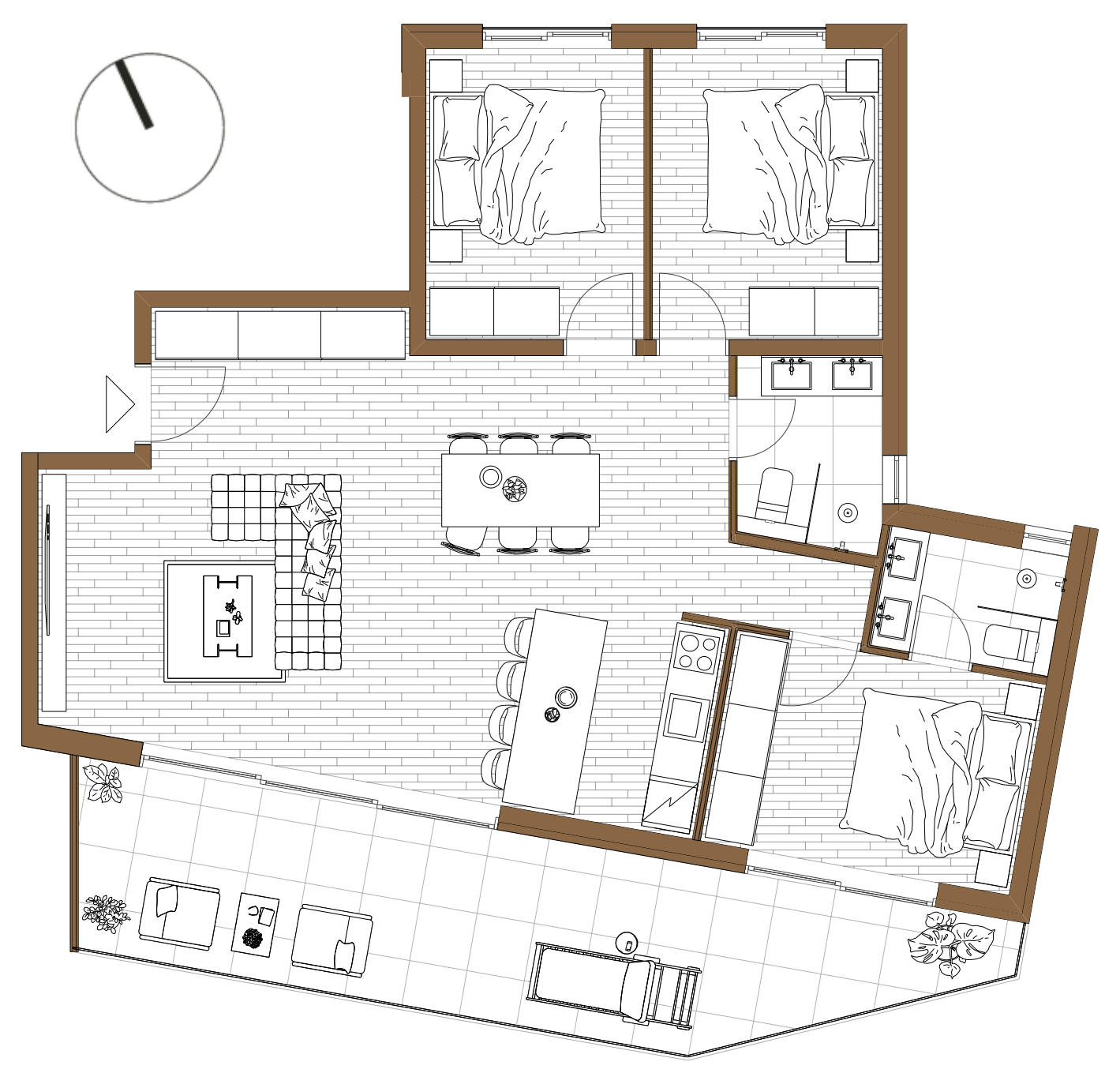 2D tlocrt apartmana u novogradnji Rogoznica Stupin – raspored prostorija, površine i orijentacija stana, idealno za pregled dostupnih stanova na prodaju uz more u blizini Šibenika i Splita.
