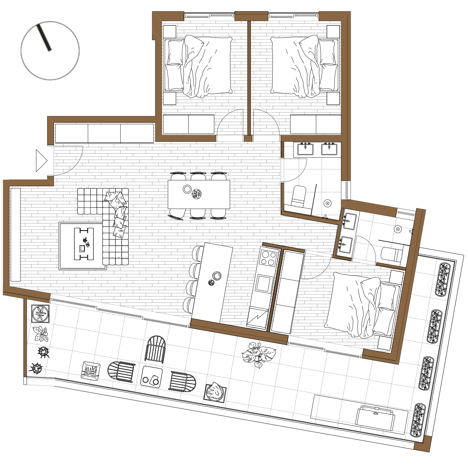 2D tlocrt apartmana u novogradnji Rogoznica Stupin – raspored prostorija, površine i orijentacija stana, idealno za pregled dostupnih stanova na prodaju uz more u blizini Šibenika i Splita.